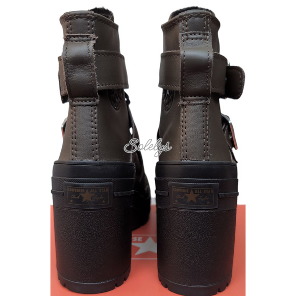 Converse Chuck 70 De Luxe Heel Leather & Buckles Triple Strap Platform Womens 6 - Picture 5 of 10